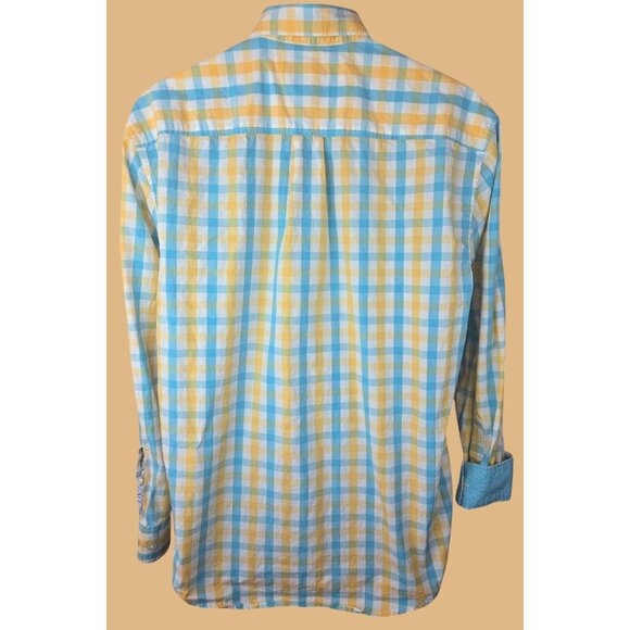 Tommy Bahama Mens Yellow Plaid Shirt Medium - Picture 2 of 8
